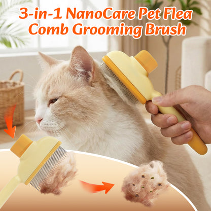 🔥3-in-1 NanoCare Pet Flea Comb Grooming Brush ☑️ Removes Fleas, Cleans Fur & Massages Skin