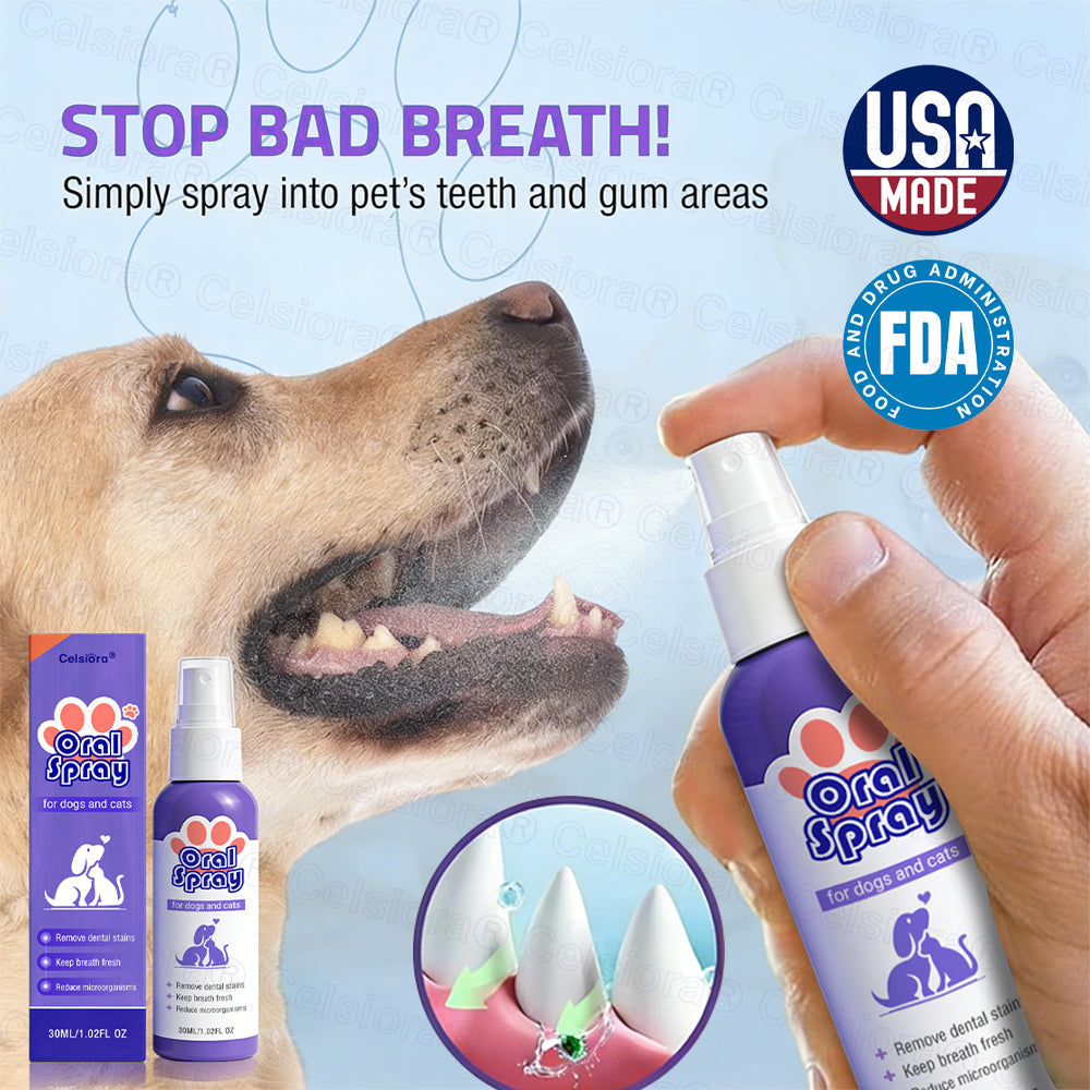 Celsiora® Pet Oral Spray ✅ Freshen Breath, Remove Tartar & Promote gum regeneration, stabilize teeth 🦷🦷