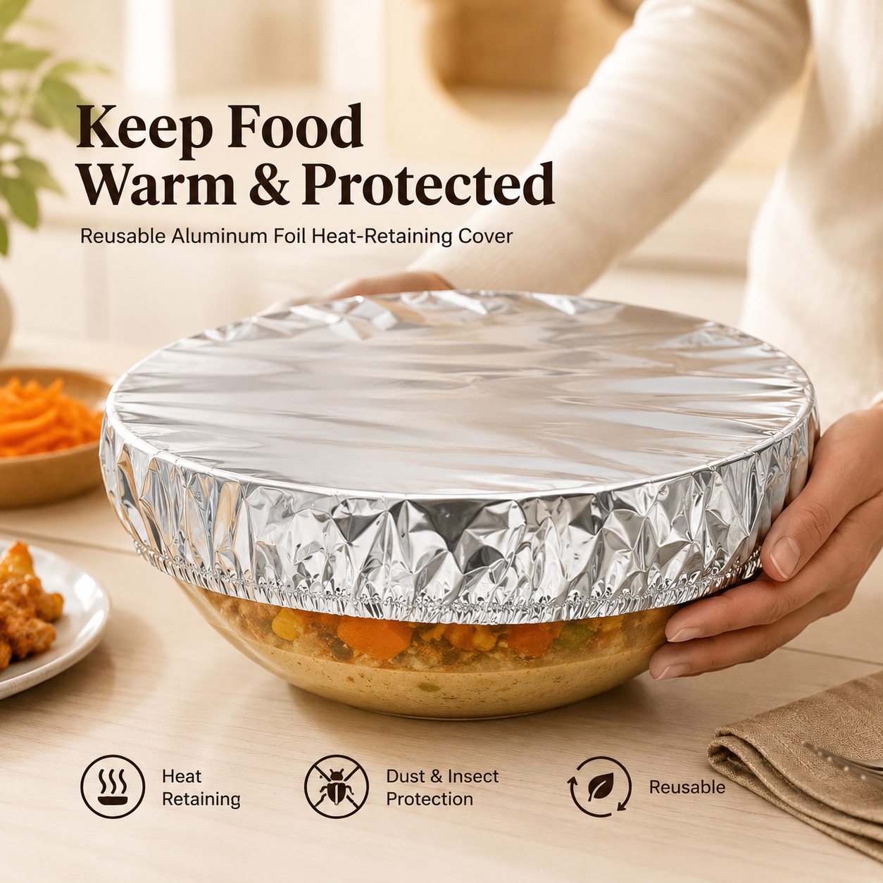 Lovyanocosh®🔥Home dining table & food container aluminum foil heat-retaining cover