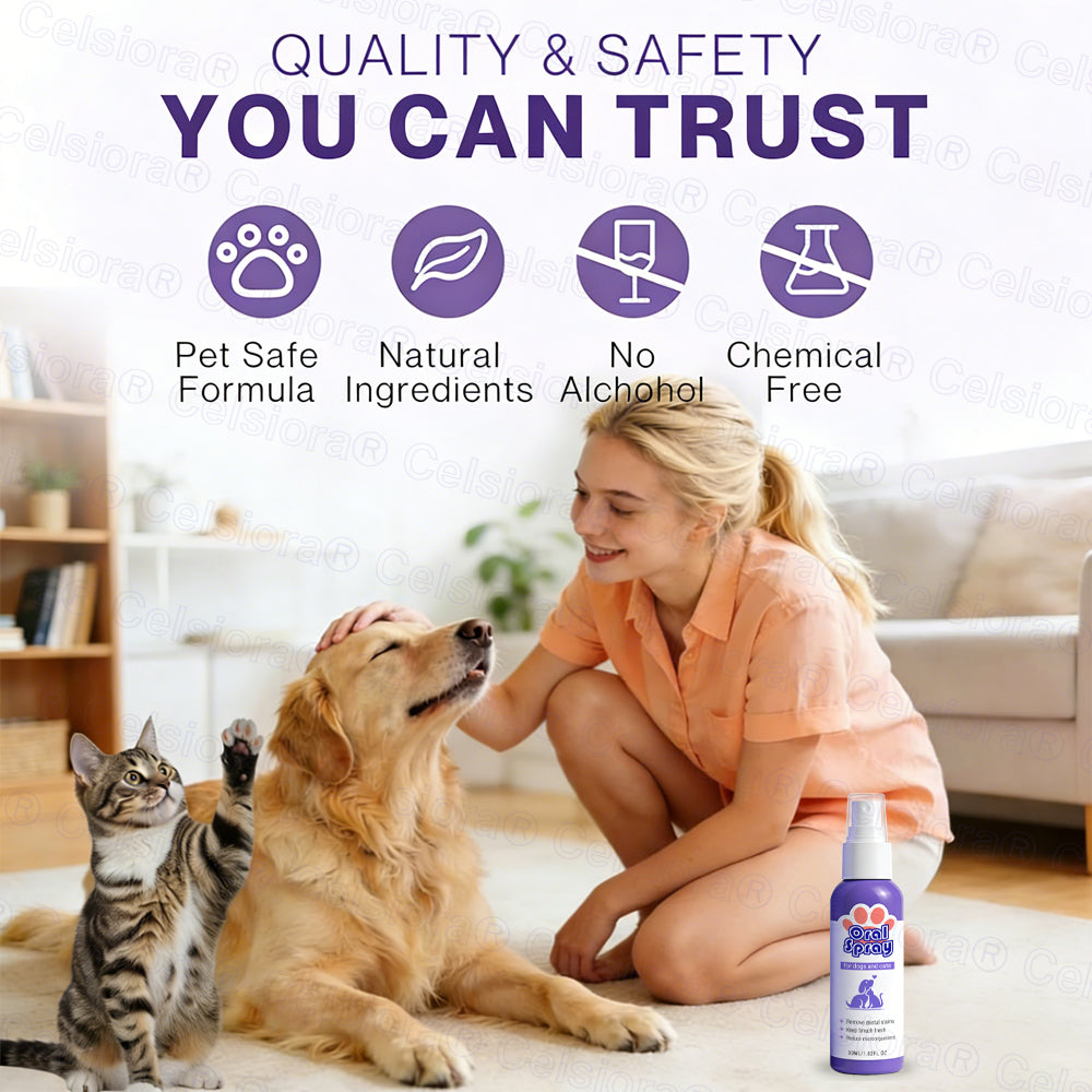 Celsiora® Pet Oral Spray ✅ Freshen Breath, Remove Tartar & Promote gum regeneration, stabilize teeth 🦷🦷